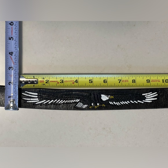 🦅🇺🇸Sz 46 Detachable Eagle Belt & Buckle Vintage Silver-Toned Embossed Leather - Picture 16 of 17